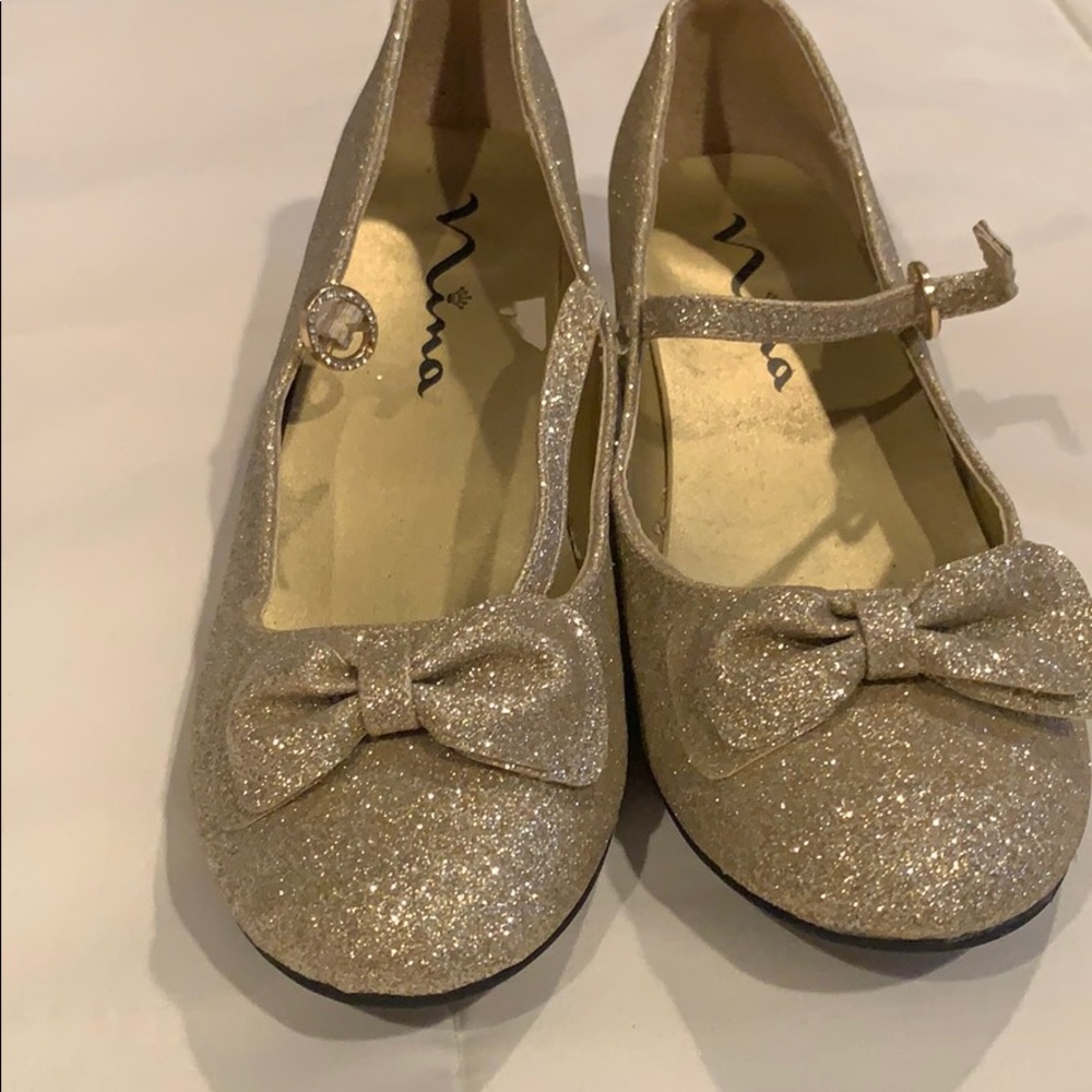 Gold glitter heels